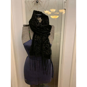 Women's Unbranded Black Leopard Print Velvet Scarf One Size